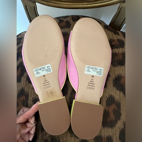 NWT Schutz Jannis Flat Pink Open Toe Slip On Embellished Tassel Sandals SZ 38.5 - Picture 4 of 7